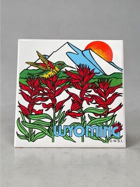 Vintage ceramic tile, “Wyoming” hummingbird design